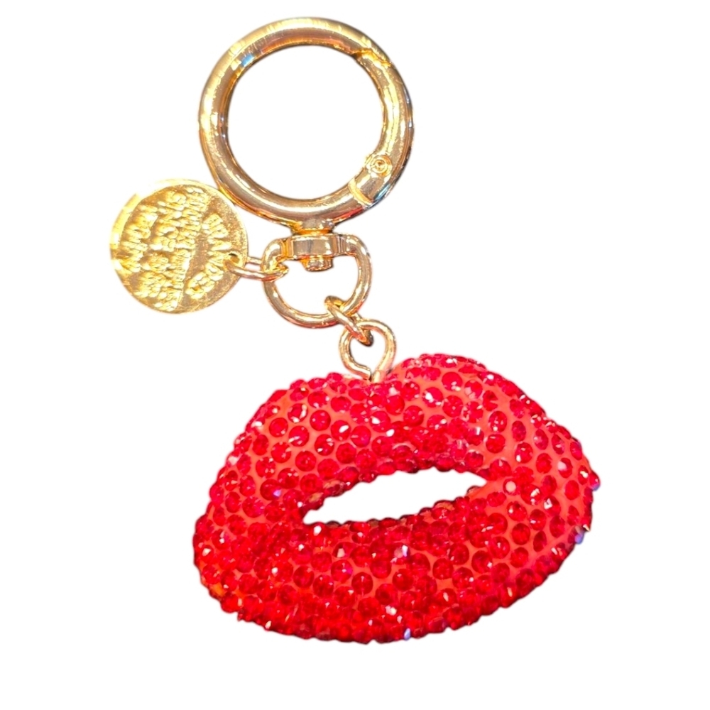 Red Rhinestone Lips Fashion Purse Charm - Picture 2 of 2